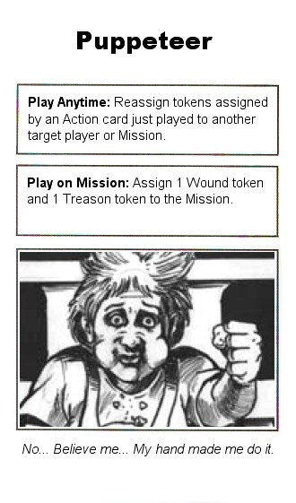 puppeteer action card for PARANOIA card game